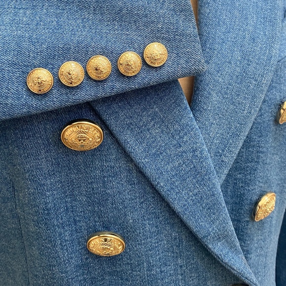 BALMAIN BLUE DENIM BLAZER SIZE 12 WORN ONLY ONCE - Picture 4 of 9